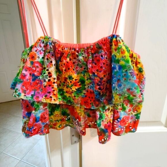 Alice + Olivia Marylynn Ruffle Cropped Top Size 0 - Picture 5 of 9